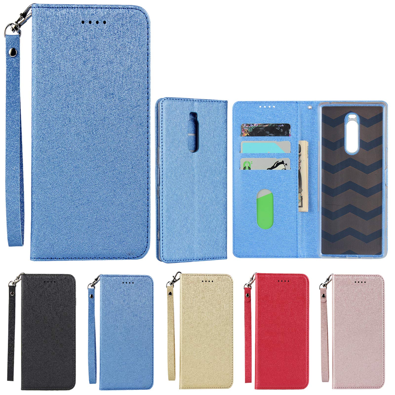 Eastwave ソニー for Sony Xperia XZ4 SO-03L SOV40 ケース for Sony Xperia 1 ケース for xperia xz4 so03l Case 手帳型 ストラップ付き PU皮革 明るい色 内蔵マグネット 携帯カバー カードポケット スタンド機能 ブルー