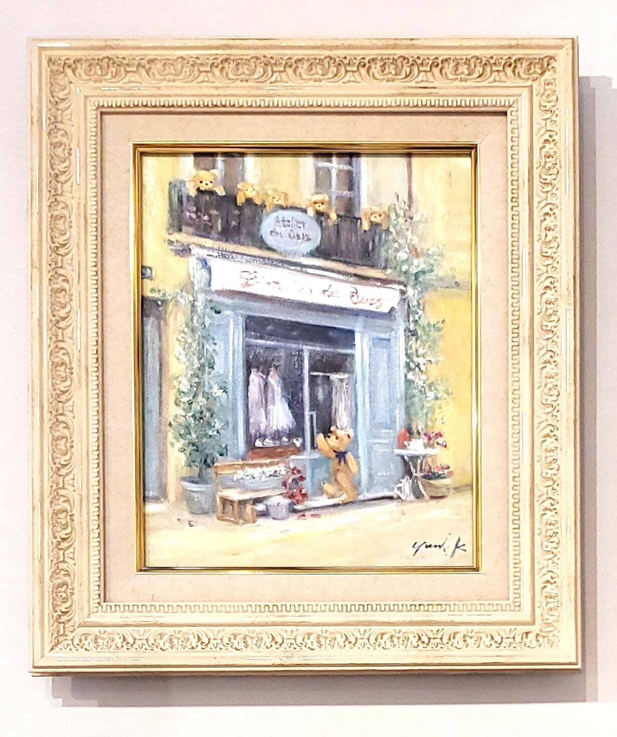 絵画 ｢クマ達の遊び場｣ 18×13cm 水彩/パステル 神之浦由美 作品