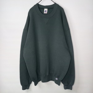 90s　メキシコ製　ラッセル　スウェット　トレーナー　ガゼット　無地　グリーン　カーキ　XL