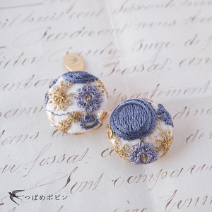 サリーボーダーのクリップ◎ブルー／丸L【つばめボビンのクリップシリーズ】