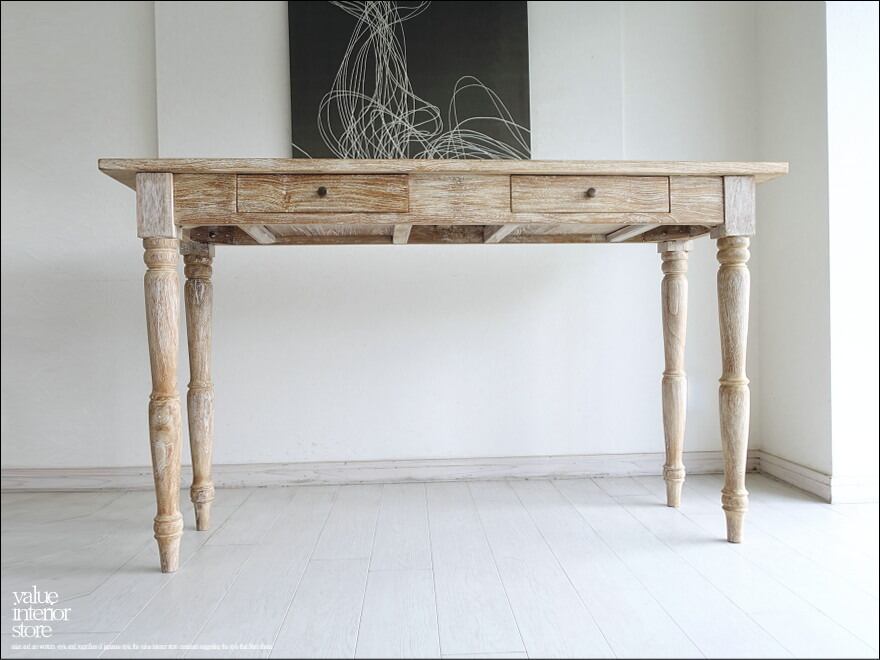 「 Wさま サイズオーダーカウンターテーブルH96cm 」 オールドチーク無垢材 ダイニングテーブルLique角NWモデル 無垢材テーブル 総無垢 引出2杯 W165.5×D45cm x H96cm