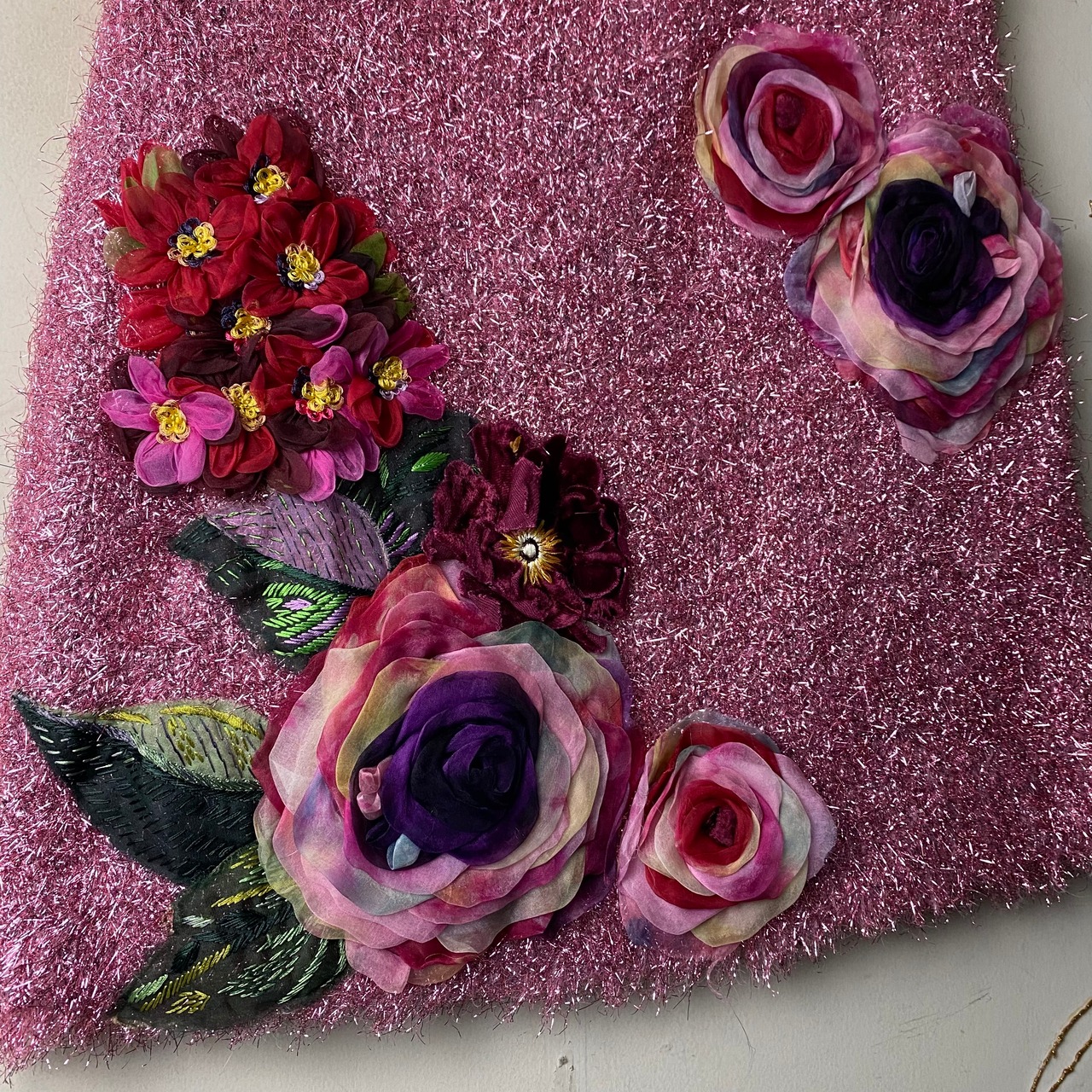 DOLCE&GABBANA pink lurex shaggy skirt