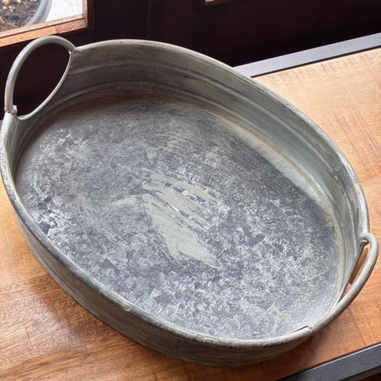 Tinplate oval tray ブリキ楕円トレイ　オーバル　ガーデニング　庭　植物　観葉植物