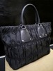 大容量◆PRADA プラダ A4対応ビジネス可 ギャザーデザイン ナイロンxレザー切替 トート ハンド バッグ 黒◆ 使い勝手抜群の大容量モデル♪