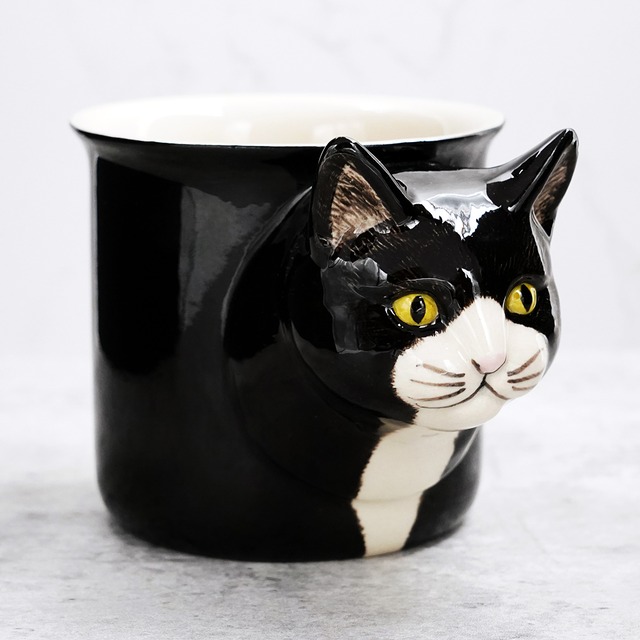 猫マグカップ(AnimalMug3Dマグ)ブラックキャット