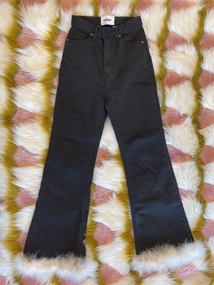 FEATHER TRIM DENIM♡