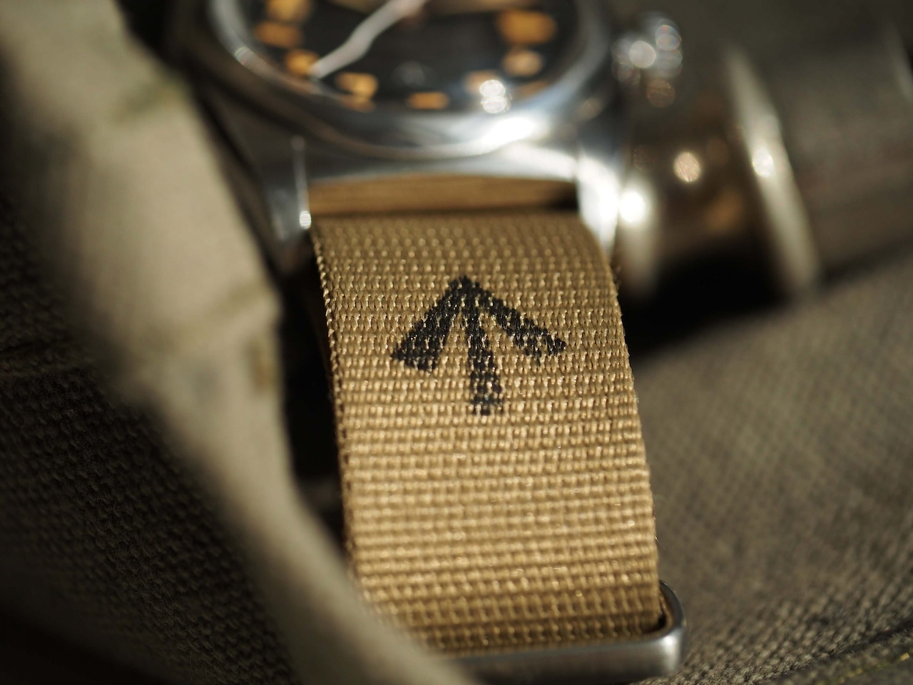 WMT WATCHES Mil-W15 Aged with Khaki Broad Arrow Strap