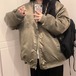 ✞ソリッドカラーMA-1タイプジッパーブルゾン オーバーサイズ ジャケット コート ウィンター 大人女子☆コットン 秋冬 ソリッドカラー ✞ゴスロリ SM ミリ 甘ロリ クラロリ 和ロリ エレガント 黒ロリ 姫ロリ 華ロリ BB-BB71615037434
