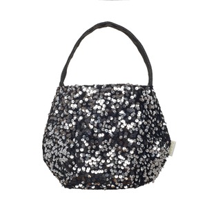 HAL473:Spellbound Sequin Velvet Cauldron Bag-BLACK