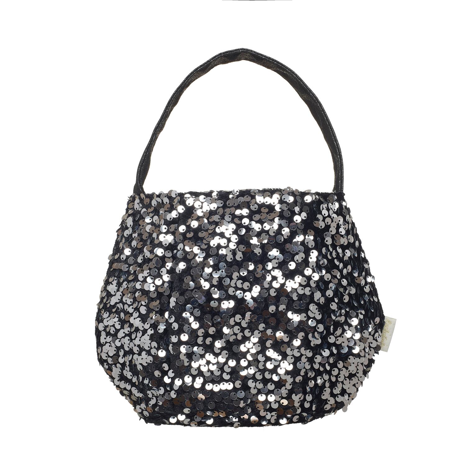 HAL473:Spellbound Sequin Velvet Cauldron Bag-BLACK