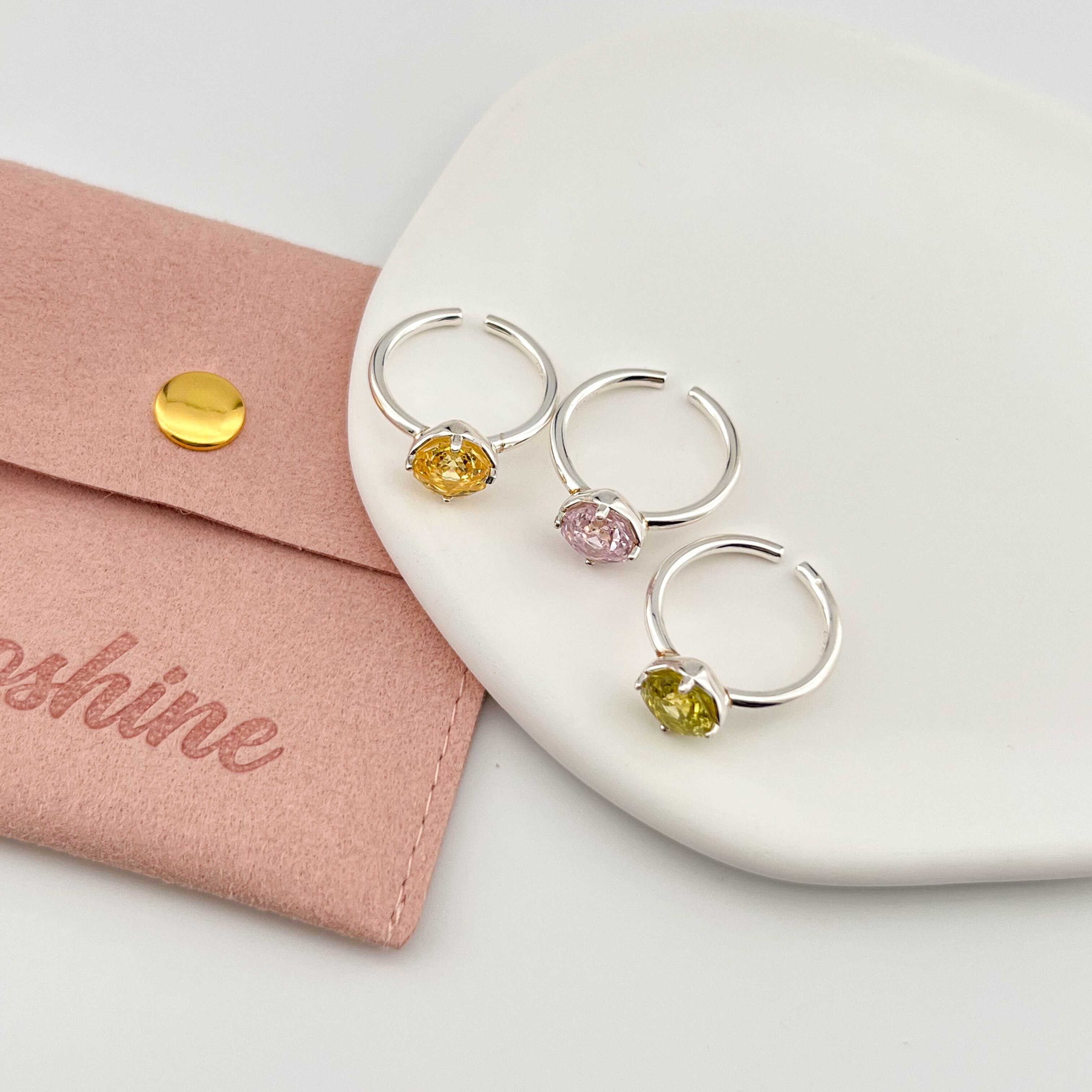 Silver925シルバー韓国風カラージルコニアリング