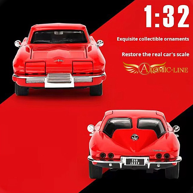 シボレー コルベット C2 スティングレイ 1/32 ミニカー 全3色 ライト点灯 エンジンサウンド 合金モデル 模型 ジオラマ
