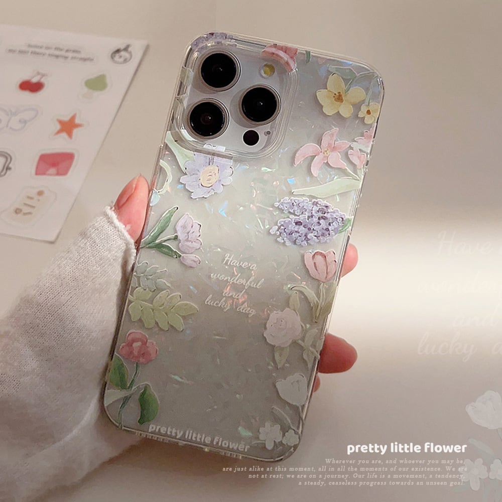 iPhone17-SEまで対応】このケース美しすぎるんです◎花柄 ホワイト