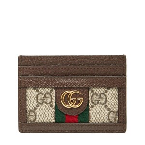グッチ オフィディア GGスプリーム カードケース 523159 ブラウン ベージュ PVC レザー レディース GUCCI 【中古】