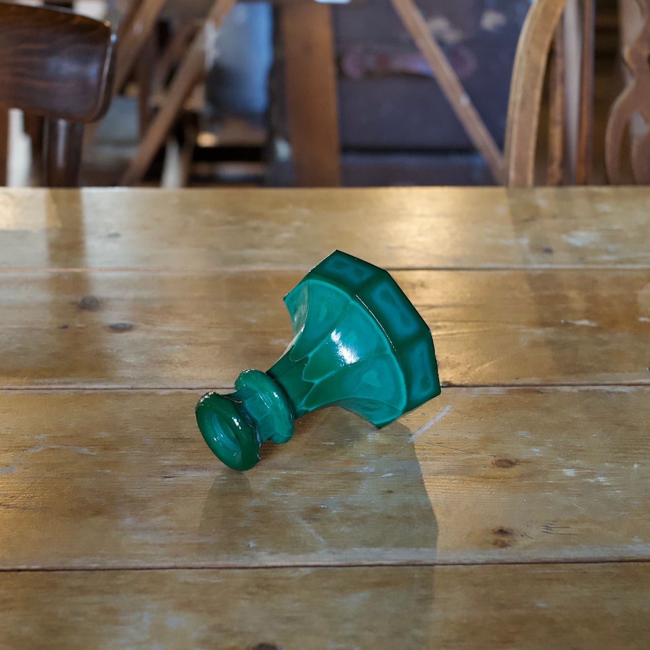 Malachite Candle Stand / マラカイト キャンドルスタンド〈 チェコガラス・燭台・蝋燭・オブジェ・ディスプレイ・アンティーク・ヴィンテージ 〉