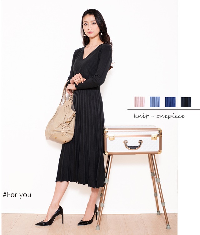 【再入荷】リボン付きニットワンピース_e0002003010