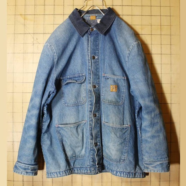 70s 80s Usa製 Bigben Wrangler デニム カバーオール ブランケットライナー アウトドア ワーク ジャケット メンズxl相当 ブルー 古着 aw68 古着屋ataco Garage
