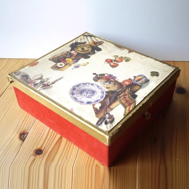 ヴィンテージ大きな箱 ワイン scharlachberg 収納 ベルベット アンティーク紙箱 裁縫箱