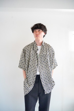 【1990s】"Lion's Den" Silk 100% Geometric Shapes Shirts / 6-192