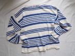 1990’s USA Cotton Linen Border Stripe Knit Sweater／38