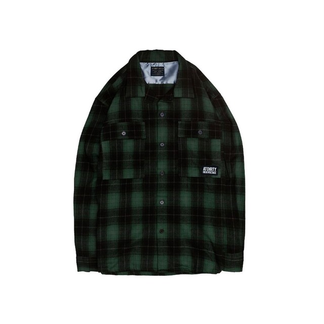 AT-DIRTY/MILDOOR L/S SHIRT -CHECK- (GREEN)