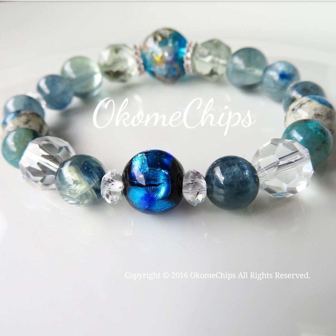 16.5cm カイヤナイトベースのオルゴナイトブレスレット | okomechips