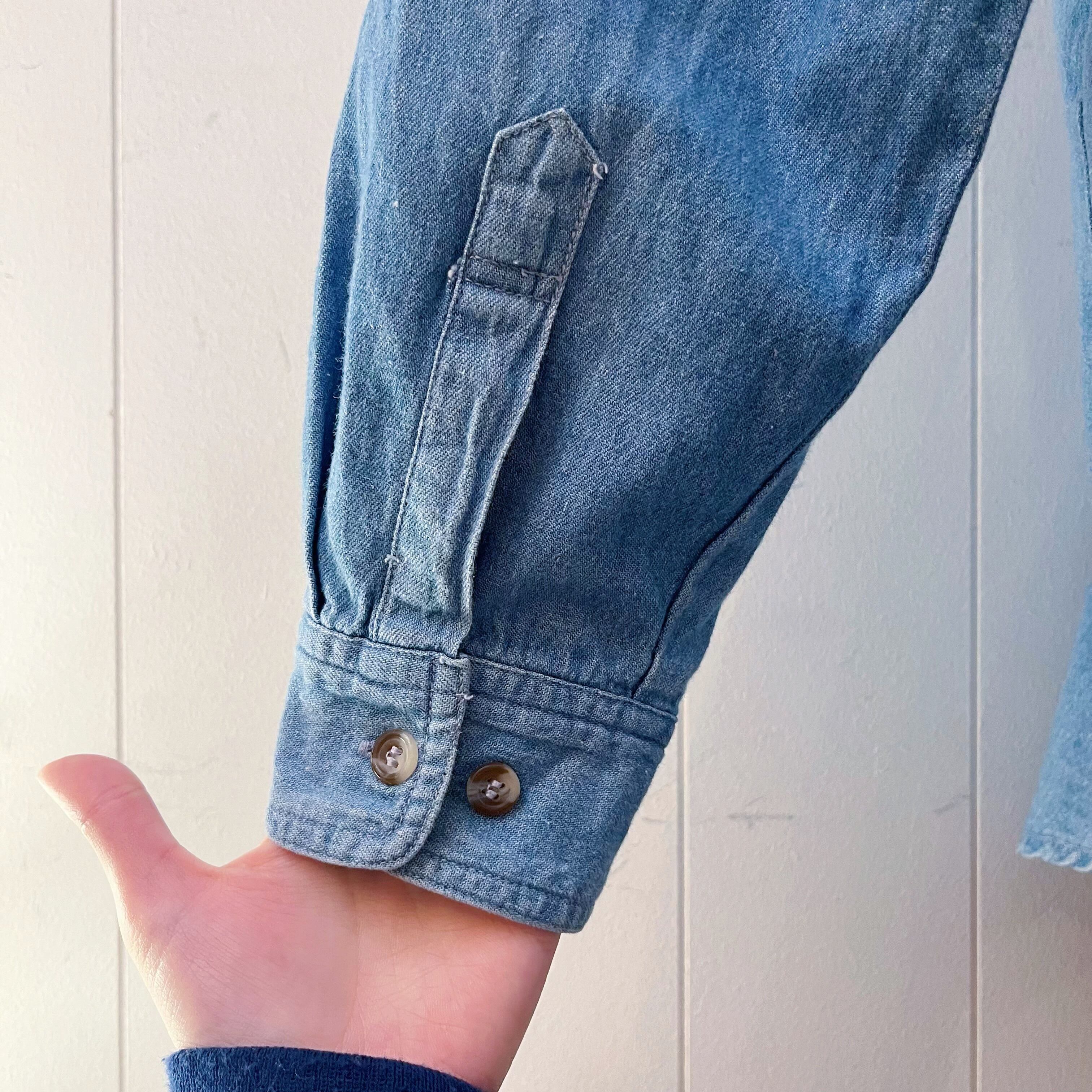 mini icon embroidery denim shirt