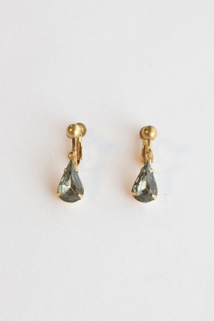 【TAMARI】-ACCIDENT 別注- Drop antique Czech glass pierce & earring（Smoky green）