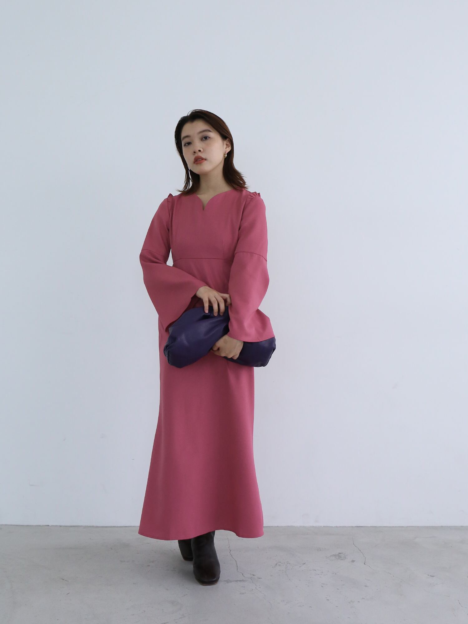 bell sleeve slit onepiece（rose） | Cara by Katrin TOKYO