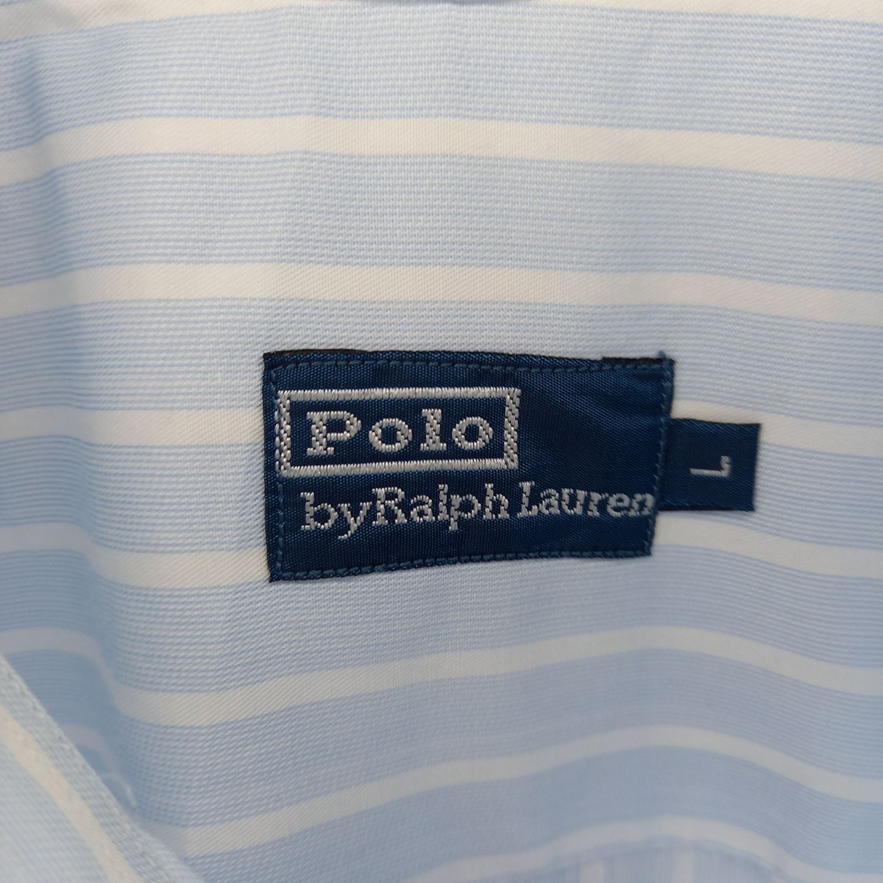 アメリカ製　ポロバイラルフローレン　BDシャツ　刺繍ロゴ　ストライプ　L