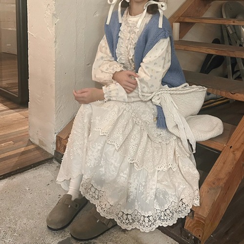 クロシェレースアシメフリルスカート ・8491