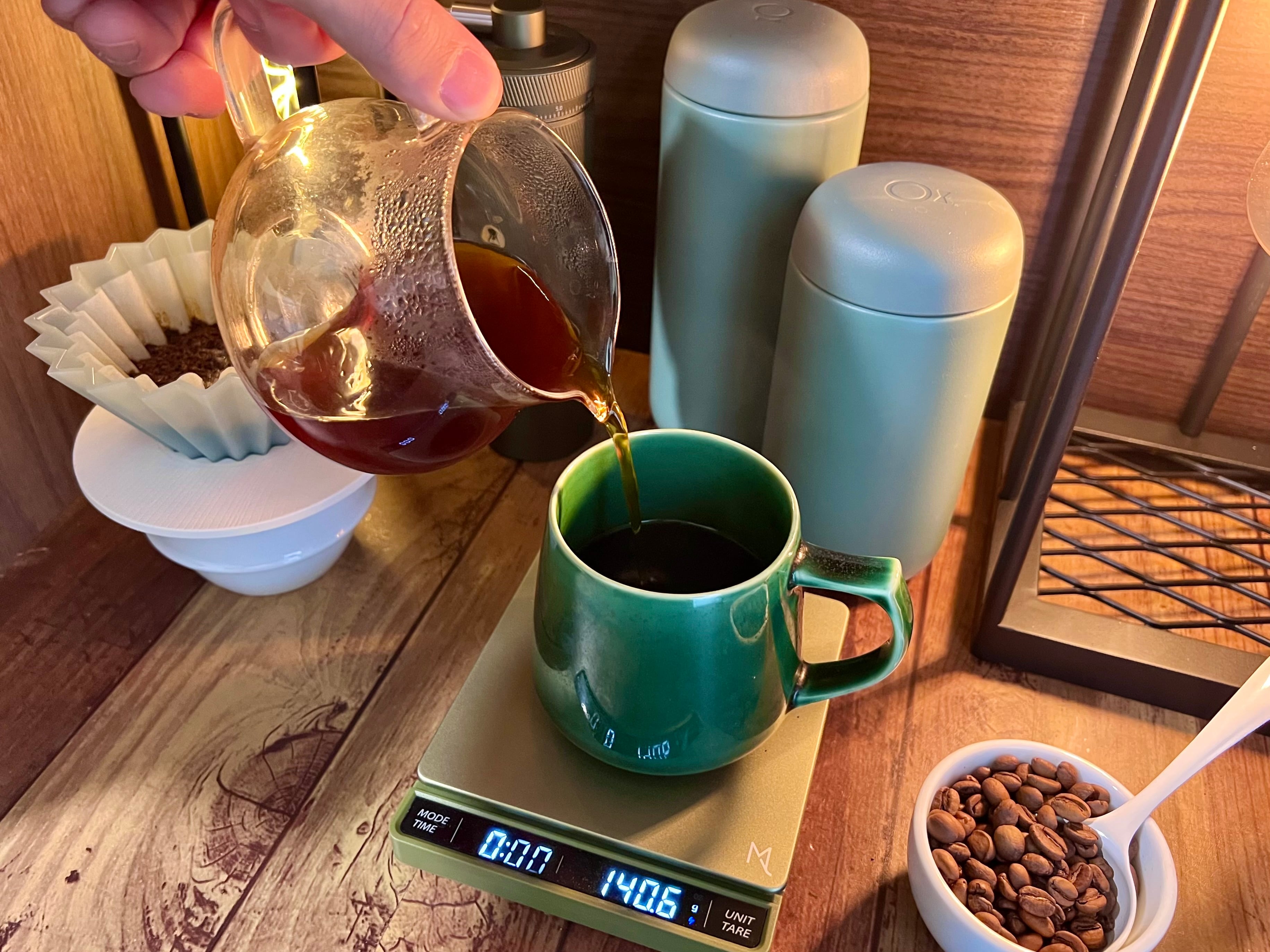 Katze Smart Coffee Scale Green | COFFEE LAB KOMAMEYA