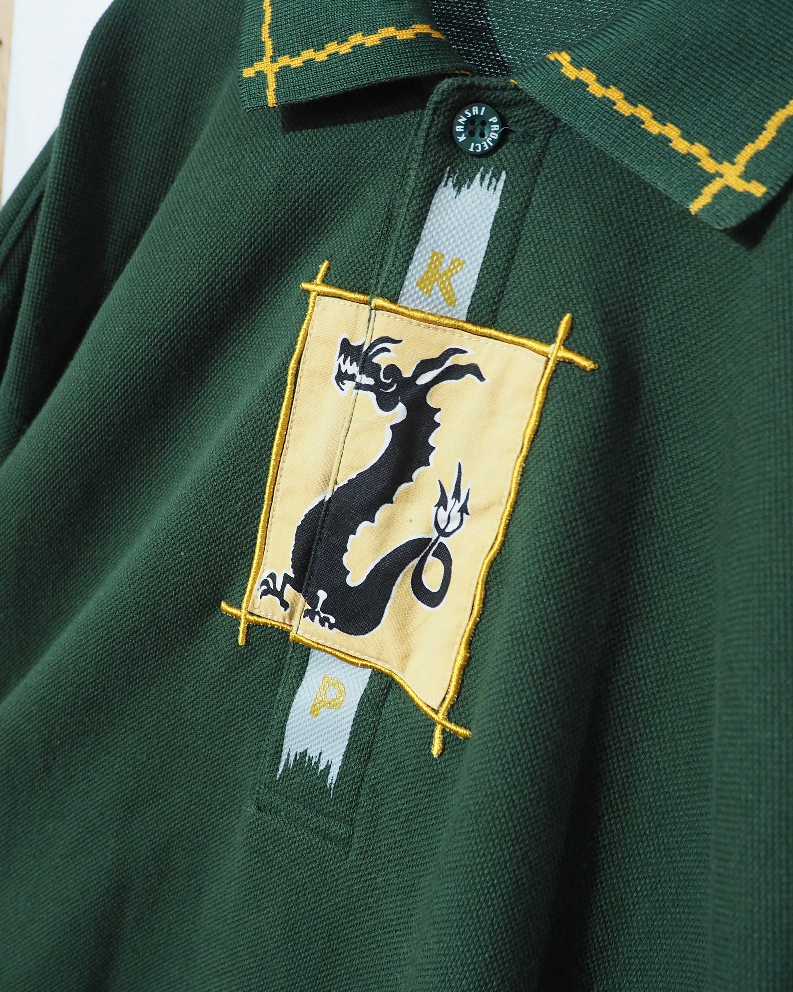 1990s " KANSAI PROJECT " ” 双竜 ” Embroidery vintage Long Sleeve Polo Shirt