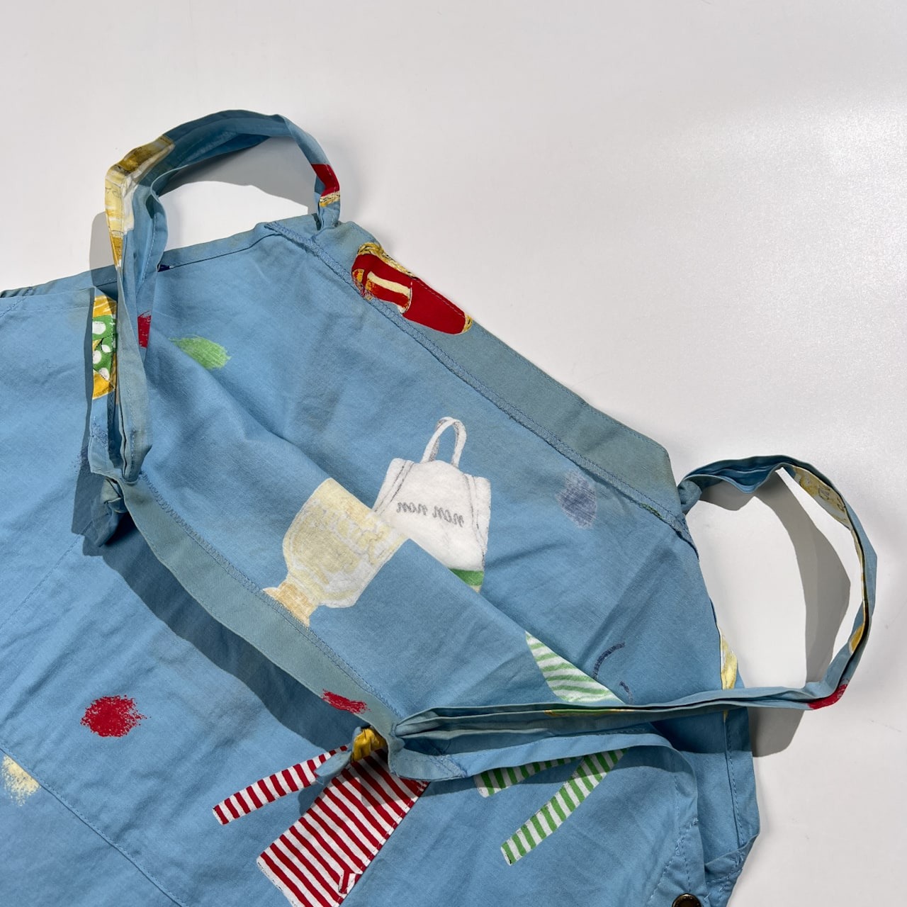 Mademoiselle NON NON マドモアゼルノンノン プリント エプロン /水色系/コットン/日本製