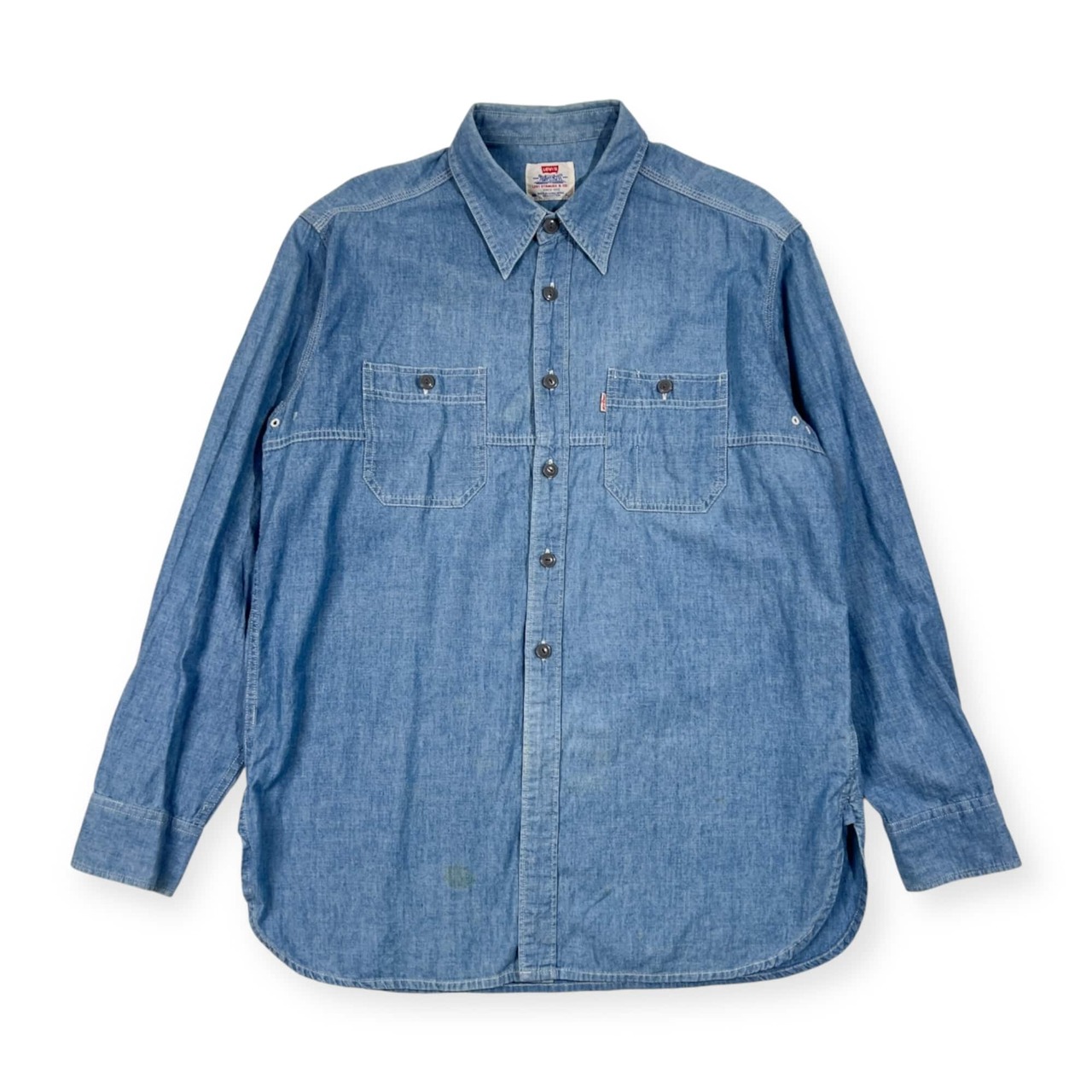 90s Levi's リーバイス シャンブレー 長袖 ワークシャツ L/ブルー メンズ ビンテージ