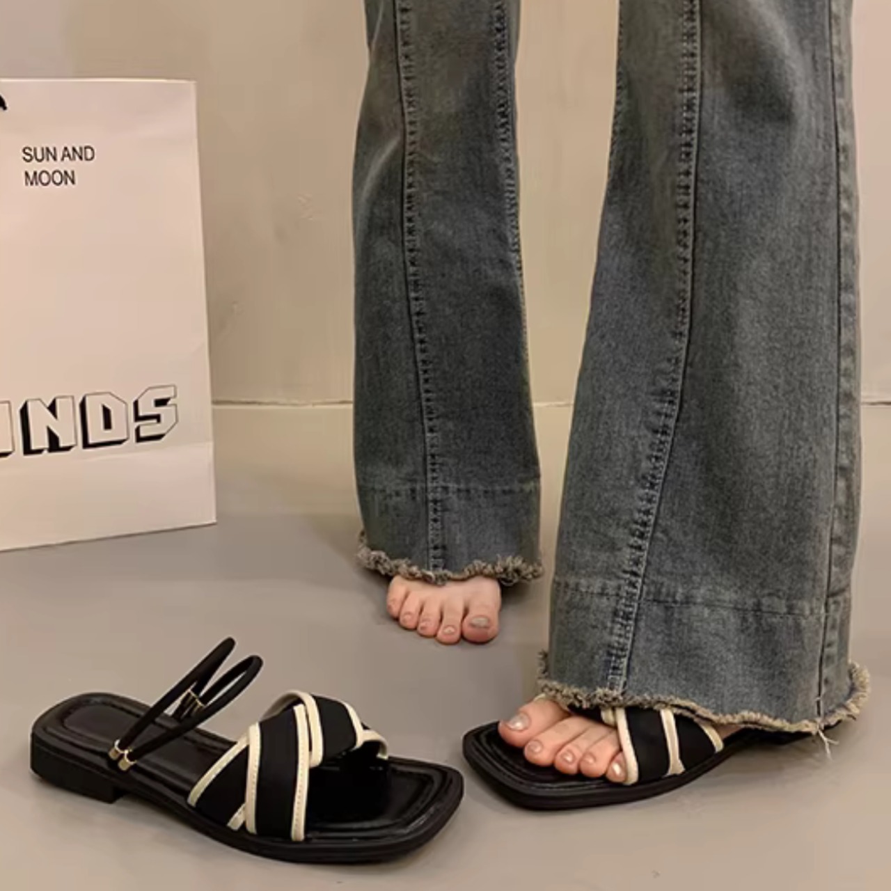 フレンチシック・バイカラーフラットサンダル 00219・画像6