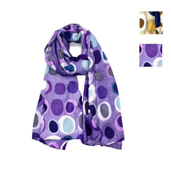 レトロサークル柄ストール 大判ストール ユニセックス ビスコース