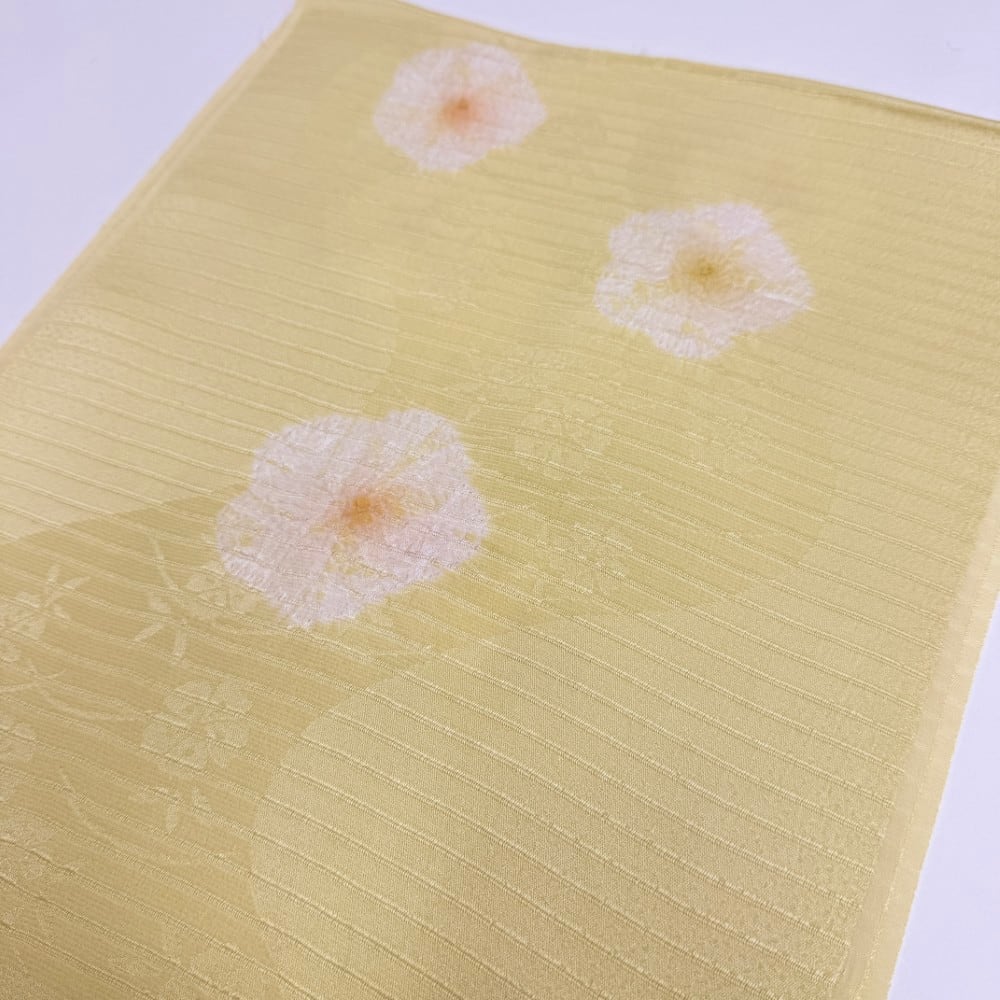 夏帯揚げ 新品 夏用 帯揚 黄色 小紋 紬 訪問着 普段着用 礼装用 正絹 絹100% 和装小物 5709
