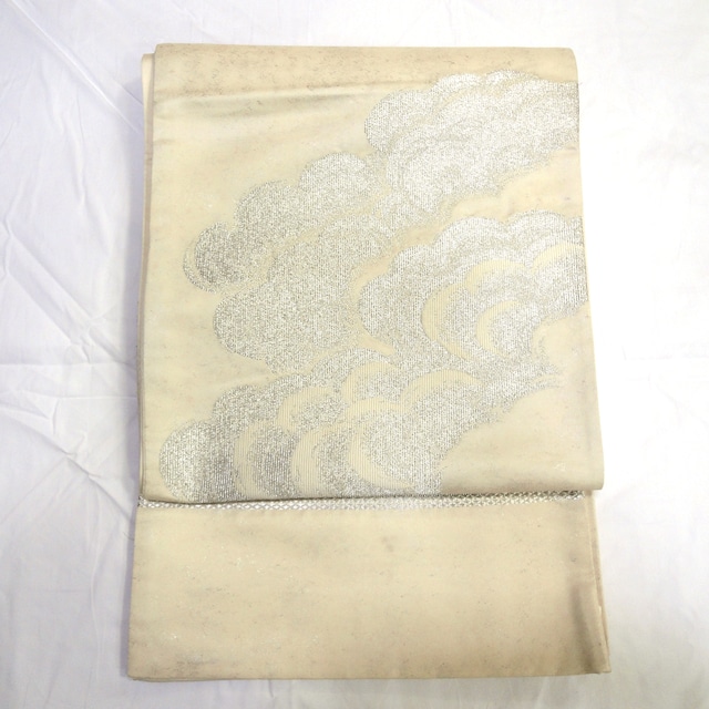 正絹・袋帯・白地・銀糸・雲・振袖・着物・No.200701-0185・梱包サイズ60