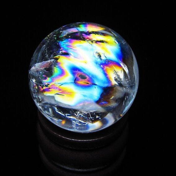 アイリスクォーツ 水晶玉 虹入り 25mm 水晶 丸玉 スフィア 置物 原石 一点物 141-8638