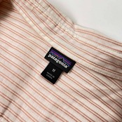 patagonia パタゴニア ストライプ柄 スキッパー ヘンプ混 長袖シャツ サイズ M /レディース