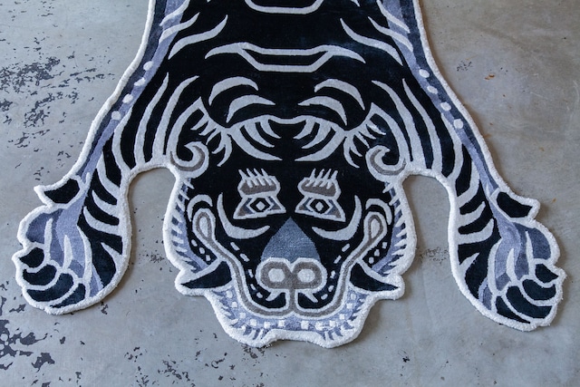 Tibetan Tiger Rug 《Lサイズ•シルク•オリジナル•モノクロバージョン026》チベタンタイガーラグ