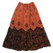 【USED】インドレーヨン エスニック ミラーワーク 刺繍 スカート オレンジ