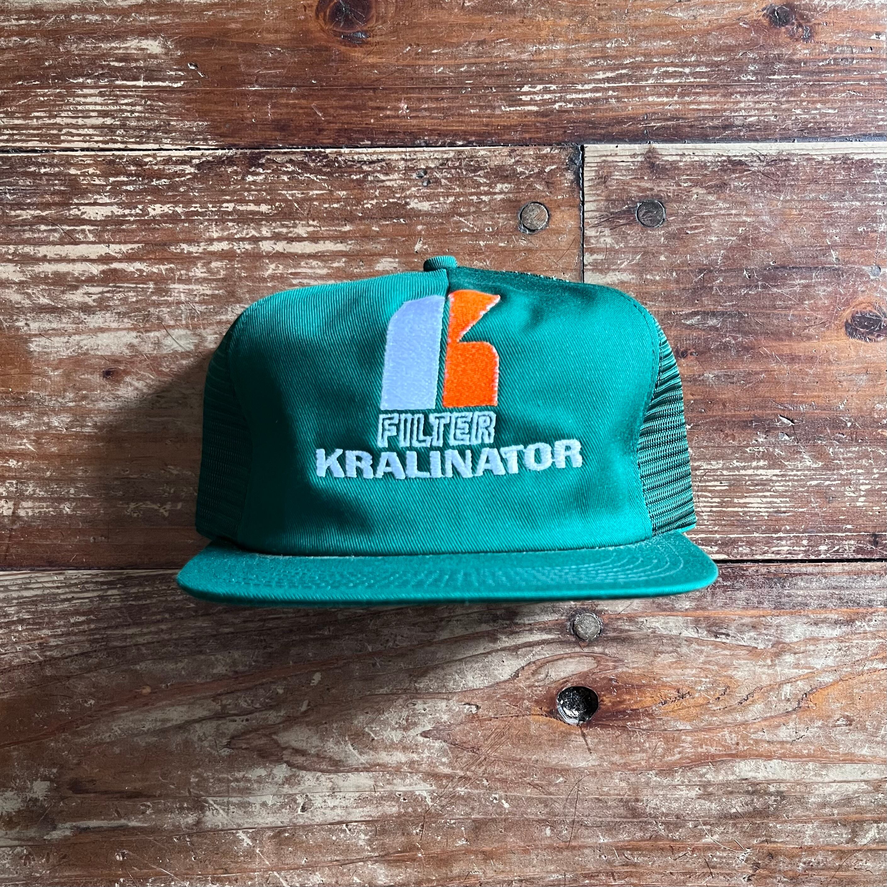1970's Deadstock "K-Products" Mesh Trucker Hat /Green/Filter Kralinator