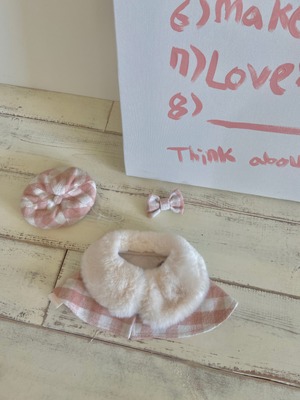 即納【Hi Yeboo】Classic Check Cape Acc (リボンヘアピン)