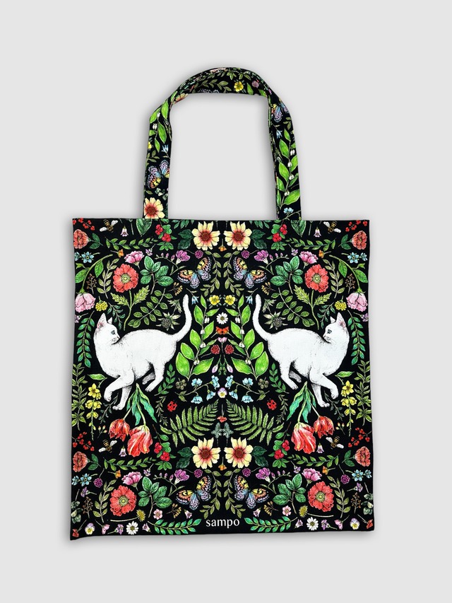 プリントトートバッグ　BLACK