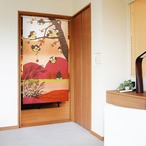 【受注生産】 のれん フクロウと秋の風景 幅85ｘ丈150cm