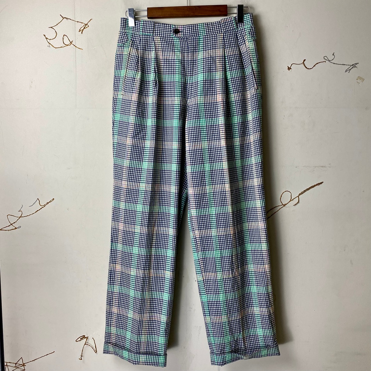 MISSONI CLUB color line check pattern wide slacks