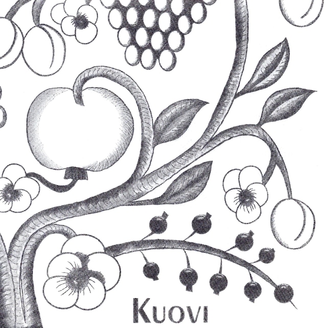 北欧【Kuovi】バラ売り1枚 ディナーサイズ ペーパーリネンナプキン ORCHARD ブラック フィンランド製 ARABIA PARATIISI