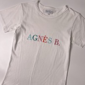 agnès b. アニエスベー ロゴ刺繍 半袖Tシャツ イ/ホワイト
